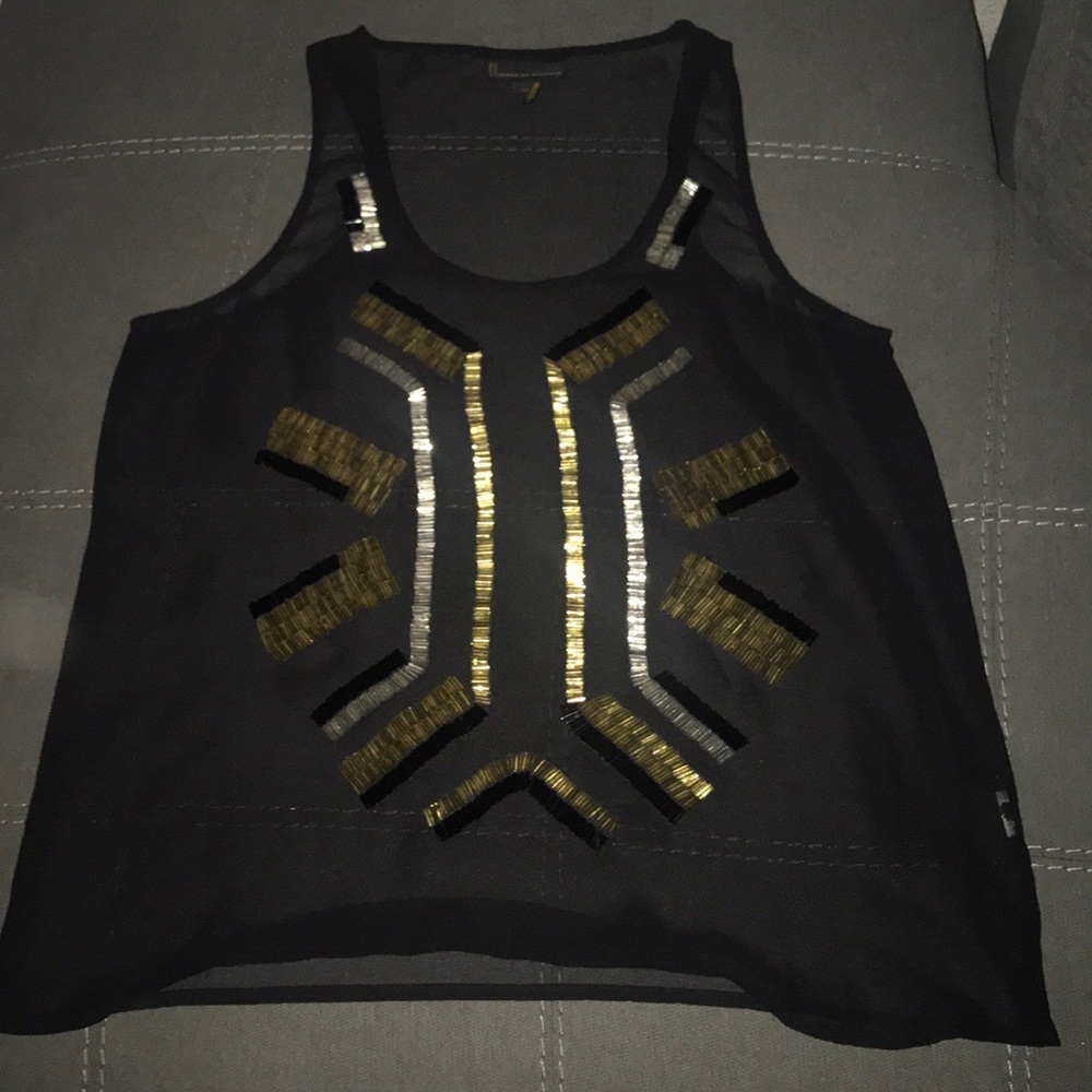 Gold Silver and Black Embroided Blouse